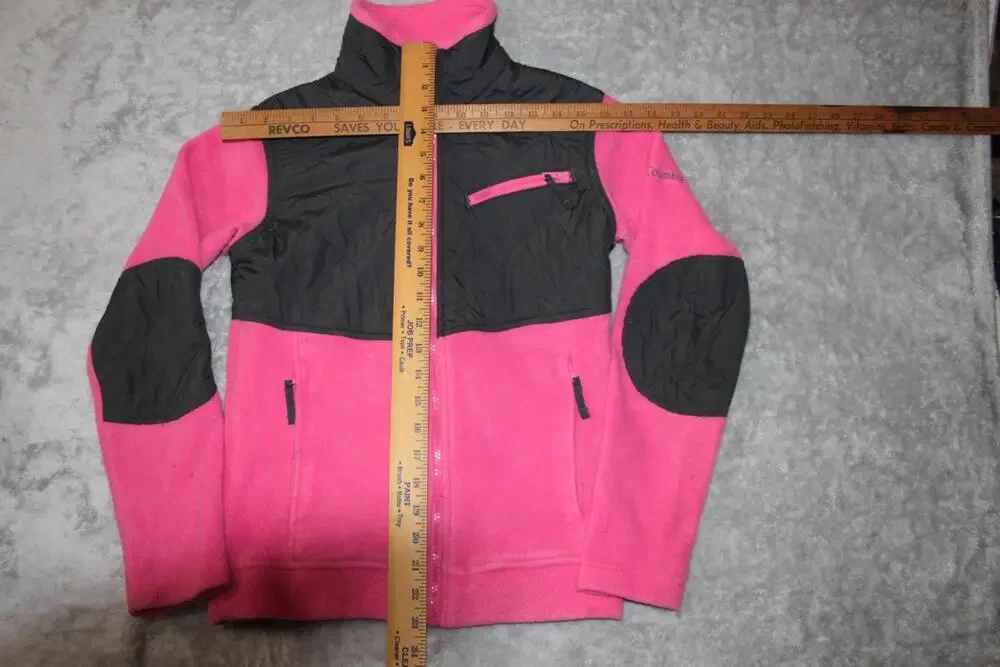 Columbia Jacket Unisex Kids 14-16 Pink Quilted Fleece Full Zip Pockets